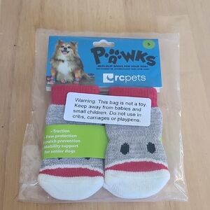 Gray and Red Anti-Slip Dog Socks